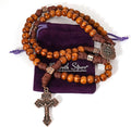 Strong Corded Wooden Beads Paracord Rugged Rosary Necklace with St.Michael Medal and Pardon Crucifix Nazareth Store