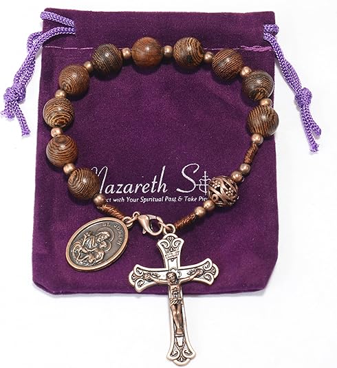 St. Michael Car Rearview Mirror Rosary One Decade Protection Wood Beads (Copy) Nazareth Store