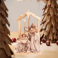 Nativity Christmas Set Red Fabric Clothes Holy Family 11.8