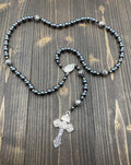 Copy of Black Matte Agate Beads Hematite Rosary Necklace Jerusalem Holy Soil & Cross Nazareth Store