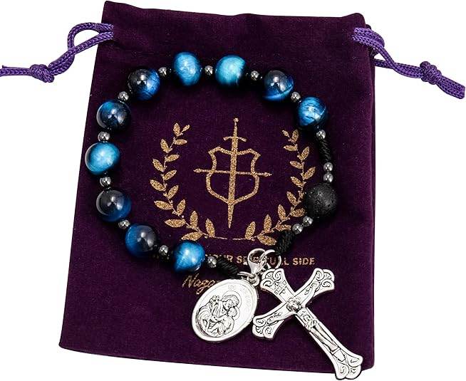 Blue Tiger Eye Beads One Decade Rosary Bracelet - Nazareth Store