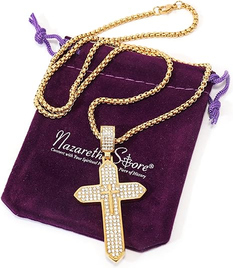 Copy of 18K Gold Plated Cross Necklace Religious Jewelry Cubic Zirconia Crucifix Nazareth Store