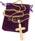 18K Gold Plated Cross Necklace Religious Jewelry Cubic Zirconia Crucifix Nazareth Store