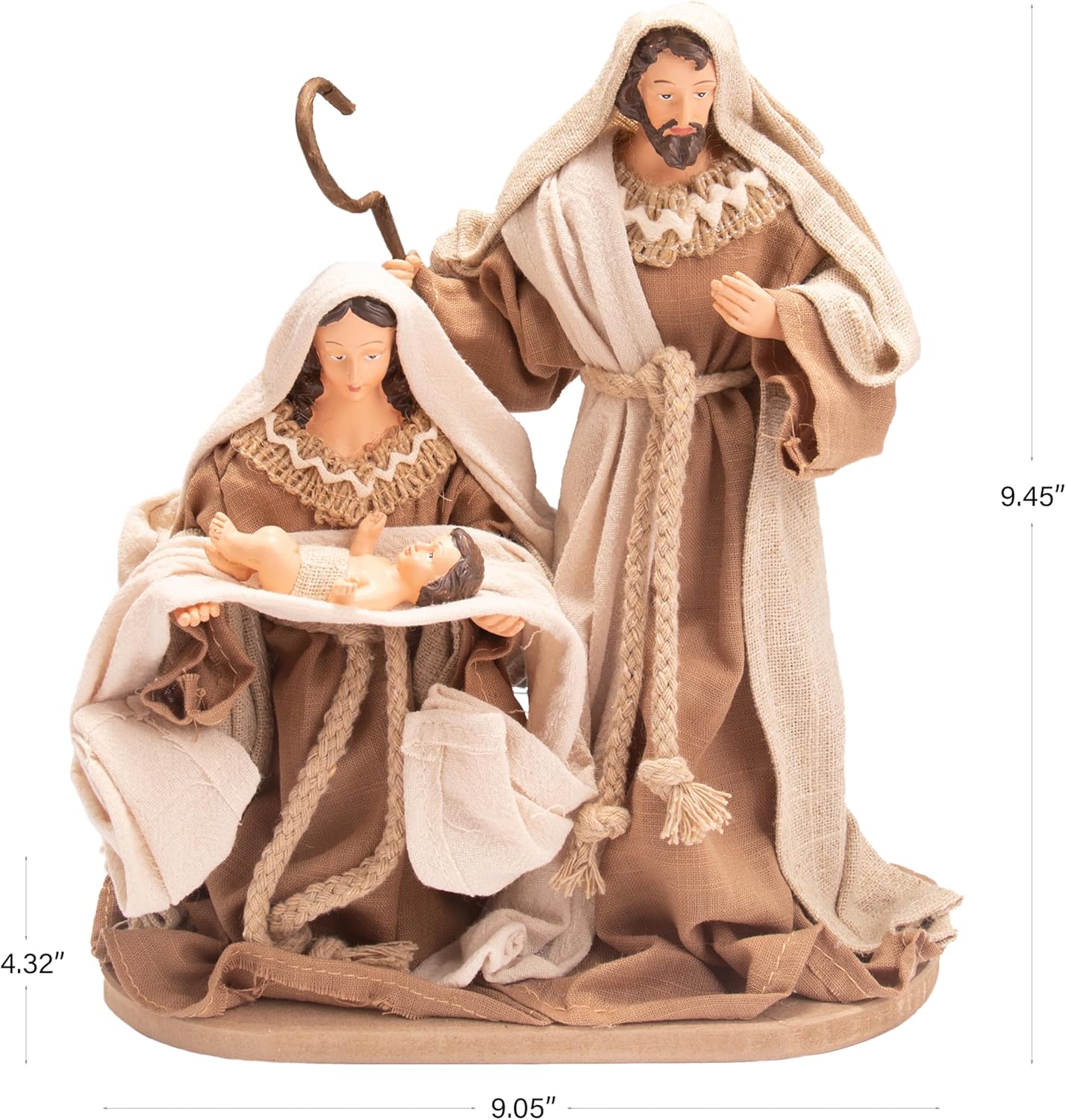 Handcrafted Resin Nativity Set Fabric Clothes Traditional Christmas 9.4" Inches Figurine Nazareth Store