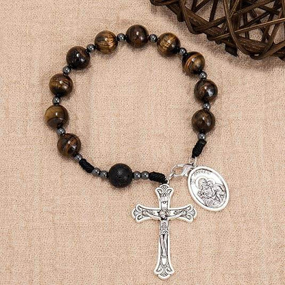 Brown Tiger Eye Beads One Decade Rosary Bracelet - Nazareth Store