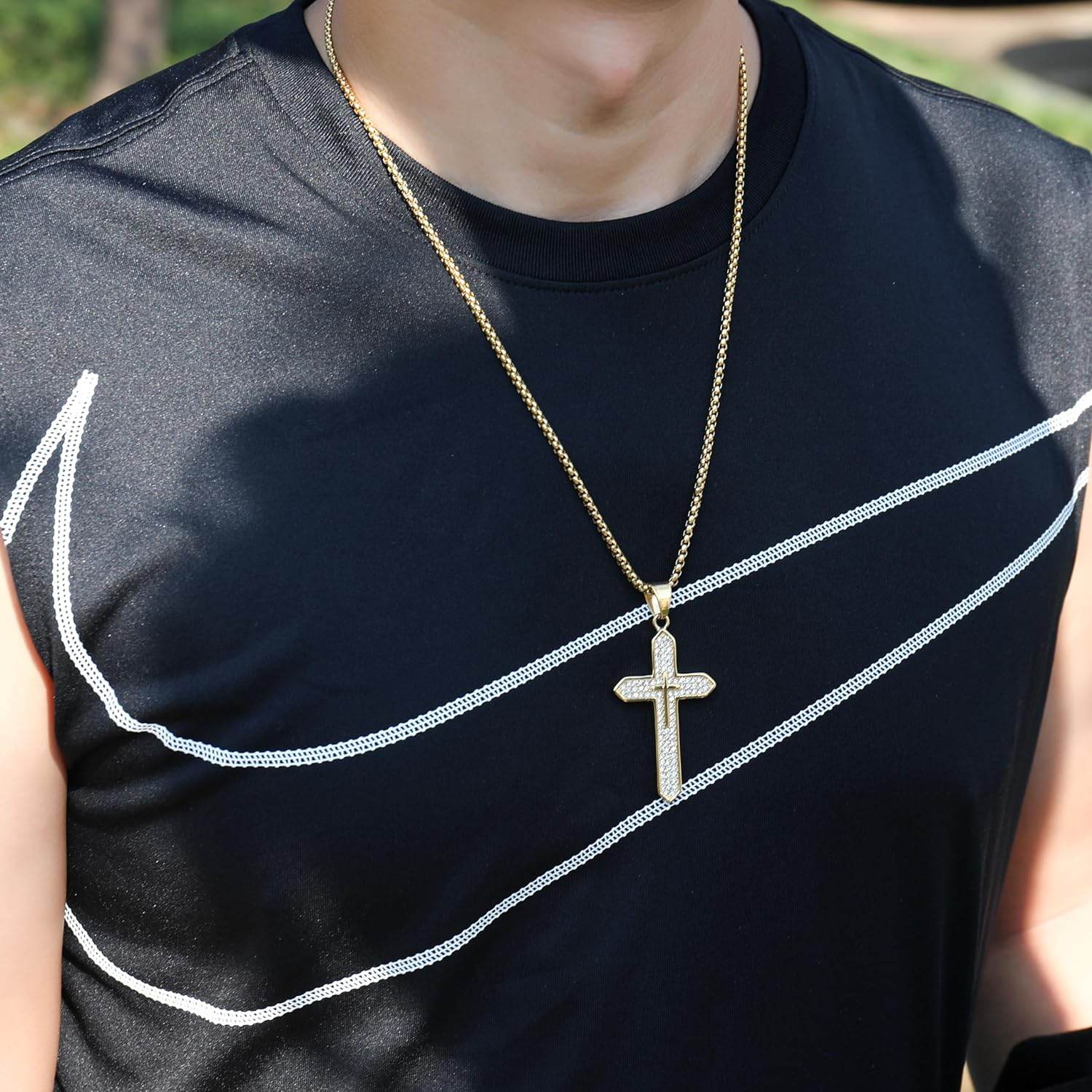 18K Gold Plated Cross Necklace Religious Jewelry Cubic Zirconia Crucifix - Nazareth Store