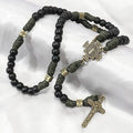 Antique Bronze Black Matte Prayer Beads Durable Paracord Rosary Necklace with and St. Benedict Medal and St. Benedict Cross Nazareth Store