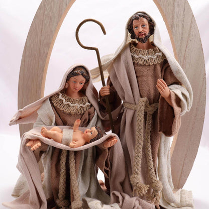 Wooden Nativity Set Resin Holy Family Figurines – 14.5 x 10 Inches - Nazareth Store
