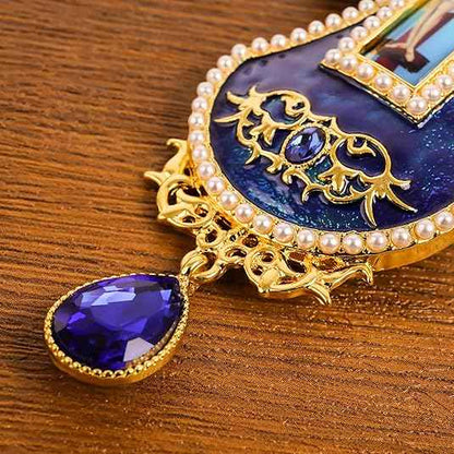 Blue Pearl Cross Pendant Gold Plated Crucifix Necklace