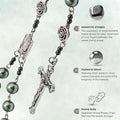 Green Pearl Beads Rosary Metal Mystery Roses with Hematite stones Necklace Nazareth Store
