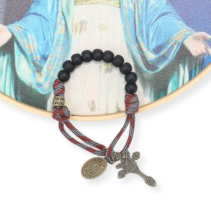 Antique Bronze One Decade Paracord Rosary with St. Michael Medal & Archangel Cross