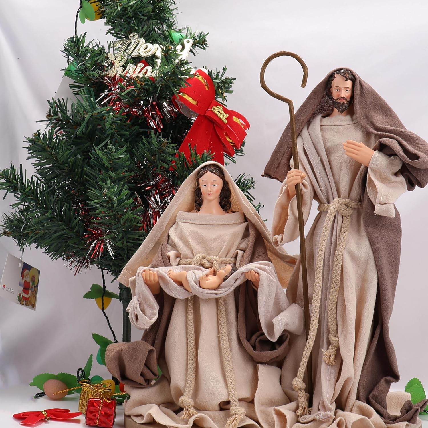 Handcrafted Christmas Nativity Set Traditional Holy Family Figurine Collection - 13.7 x 6.3 Inches - Nazareth Store