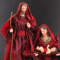 Nativity Christmas Set Red Fabric Clothes Holy Family 11.8