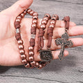 Strong Corded Antique Copper Beads Paracord Rugged Rosary Necklace with St.Michael Medal and Pardon Crucifix Nazareth Store