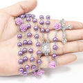 Purple Pearl Rosary Catholic Necklace Our Rose Lourdes Medal Nazareth Store