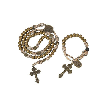 Set Antique Bronze Alloy Beads Rugged Rosary Necklace and One Decade Rosary 22" Nazareth Store