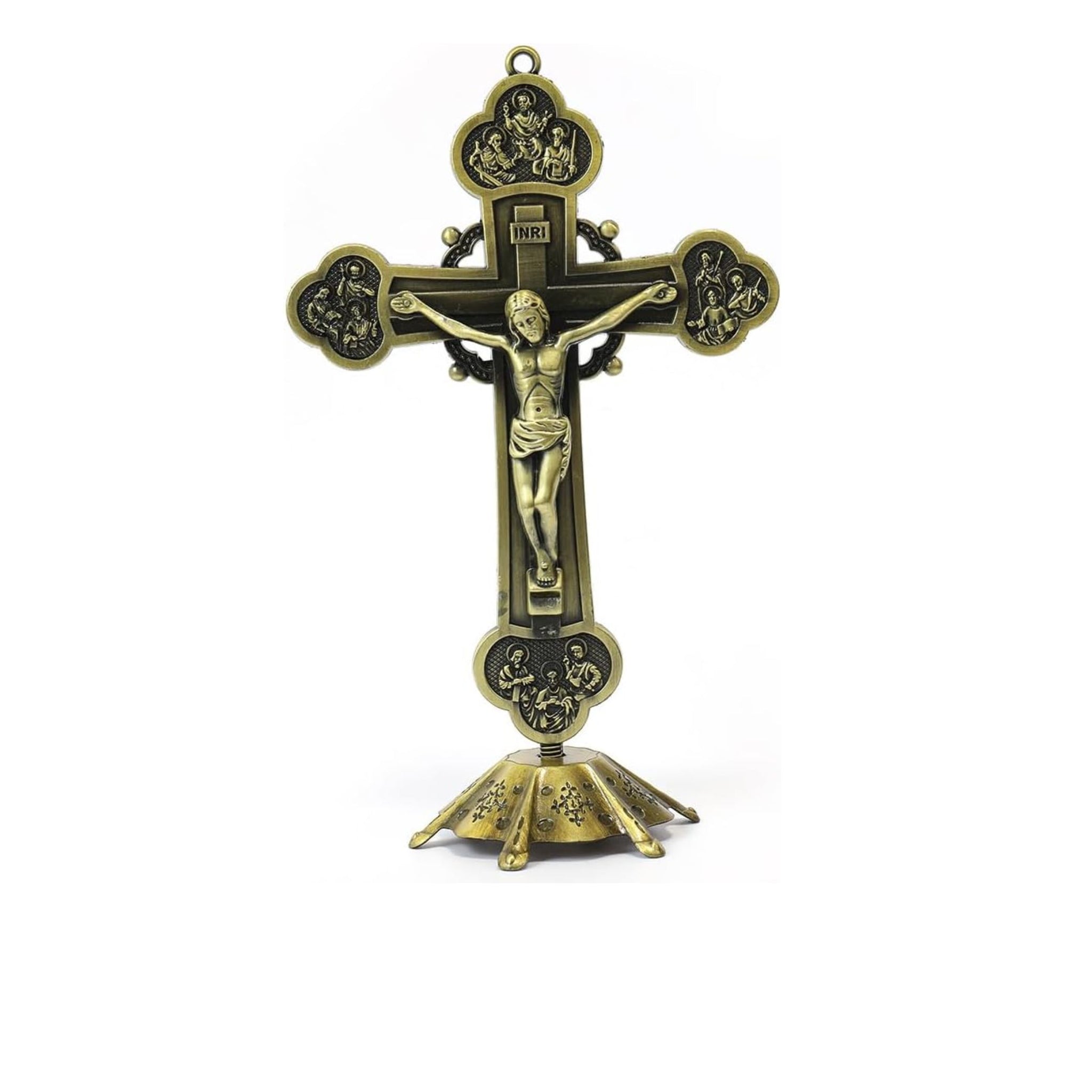 Antique Gold Plated Standing Crucifix with Deatachable Stand Nazareth Store