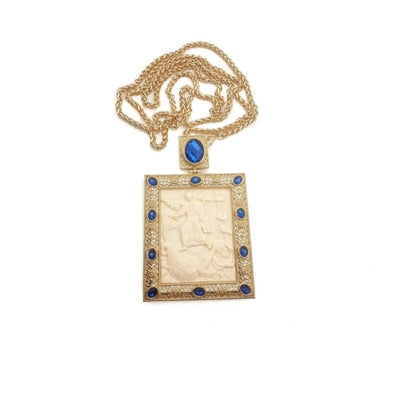 Blue Crystals Pectoral Cross Pendant Biblical Scene Christian Priest Bishop - Nazareth Store