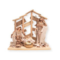 Pine Wood Nativity Set Holy Family in Cotton Fabric Clothes 12