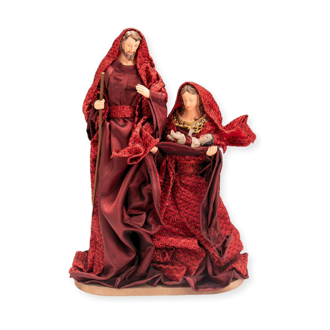 Nativity Christmas Set Red Fabric Clothes Holy Family 11.8" Figurine Nazareth Store