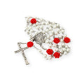 White Pearl Beads Rosary Our Father Prayer Projection and Miraculous Medal 22