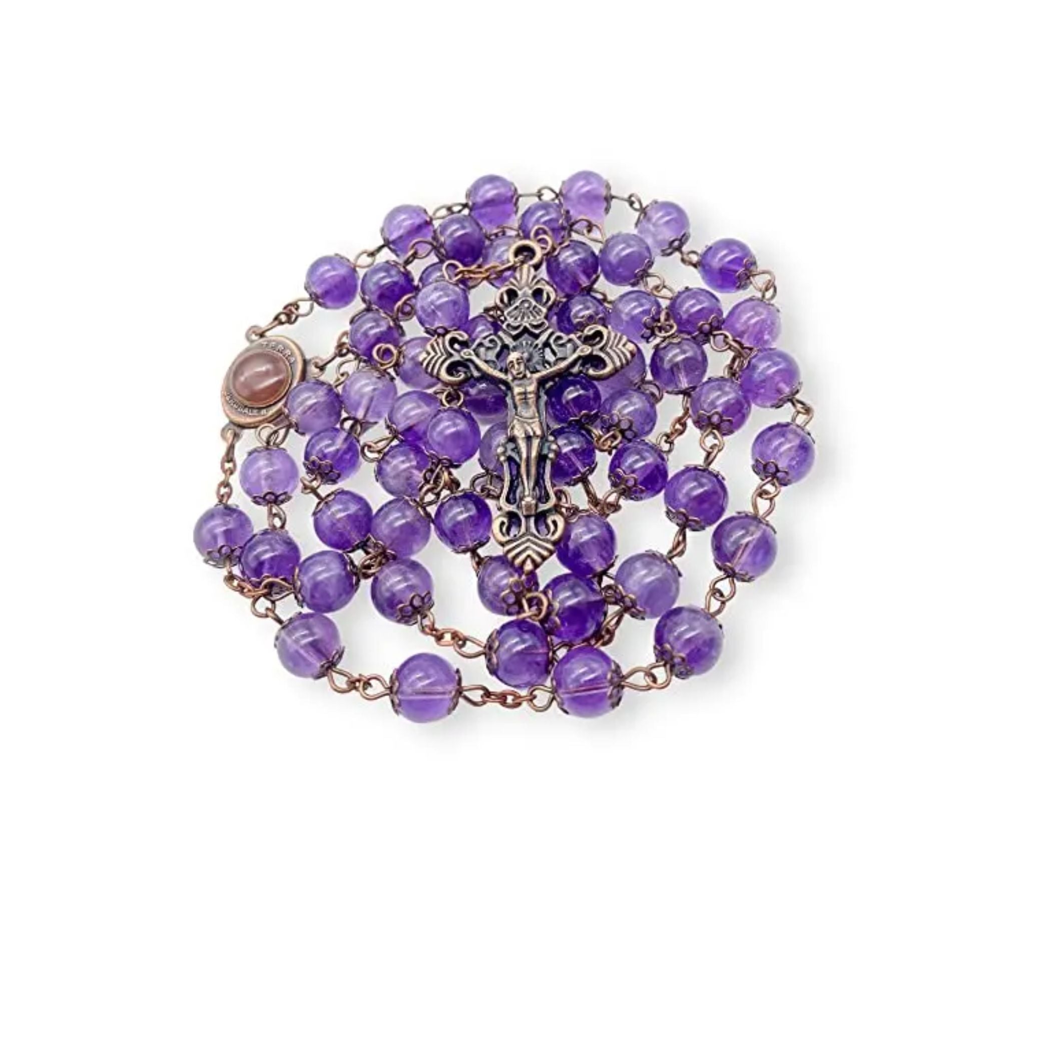 Santa on sale Muerte Morada Rosary + Amethyst + Blessed + Purple + Gemstone + Handcrafted + Sterling Silver Chain + Rosario