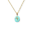 Stainless Steel Clavicle Chain Necklace with Natural Blue Sapphire Stone Cross Pendant, for Women & Men Nazareth Store