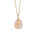 Stainless Steel Christian Clavicle Chain Necklace & Natural White Moonstone Cross Pendant Nazareth Store