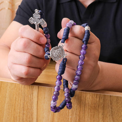 Gemstone Rosary Beads Paracord Set St. Michael Necklace & St. Benedict 22" Nazareth Store