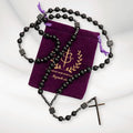 Black Tiger Eye & Lava Stone 9mm Beads  Necklace with Black Alloy Cross Nazareth Store