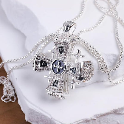 Black Enamel Jerusalem Cross Necklace