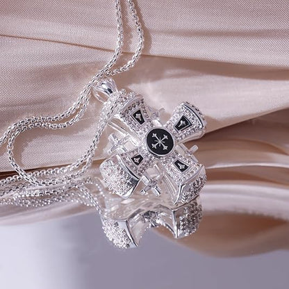 Black Enamel Jerusalem Cross Necklace