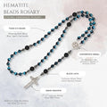 Men's Blue Tiger Eye Rosary with Lava Beads St. Benedict Medal & Cross Nazareth Store
