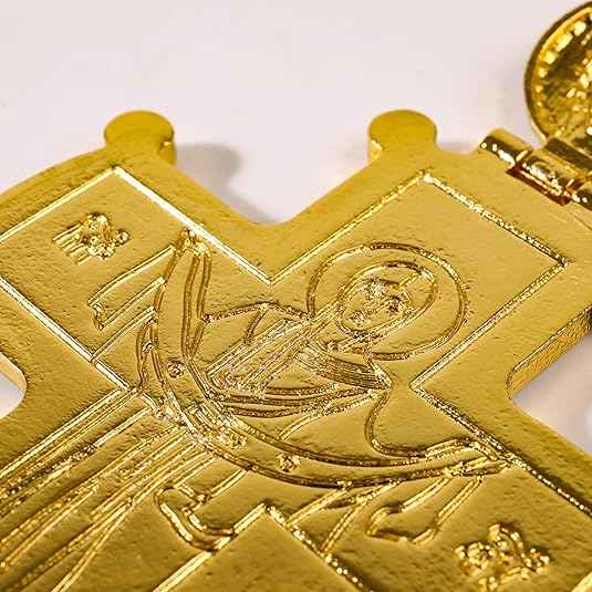 Round Red Stone Pectoral Cross Pendant Multi Zircon Crucifix Necklace