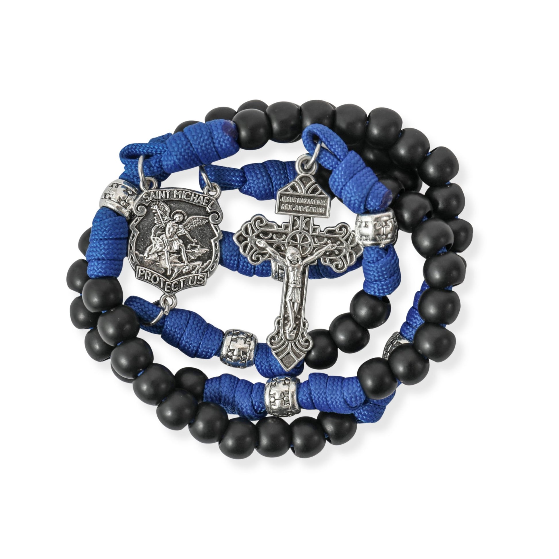 St. Michael Blue Paracord Rosary Beads Rugged Rosary Necklace Strong Corded Catholic Pardon Crucifix Nazareth Store