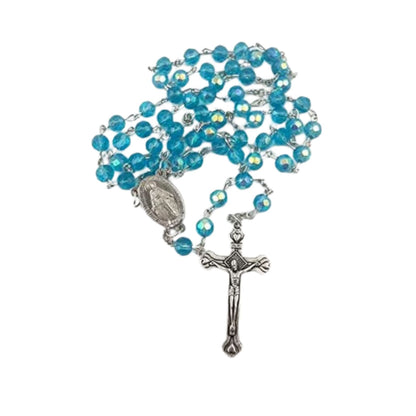 Light Blue Aquamarine Rosary Necklace