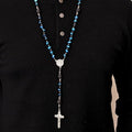 Men's Blue Tiger Eye Rosary with Lava Beads St. Benedict Medal & Cross Nazareth Store
