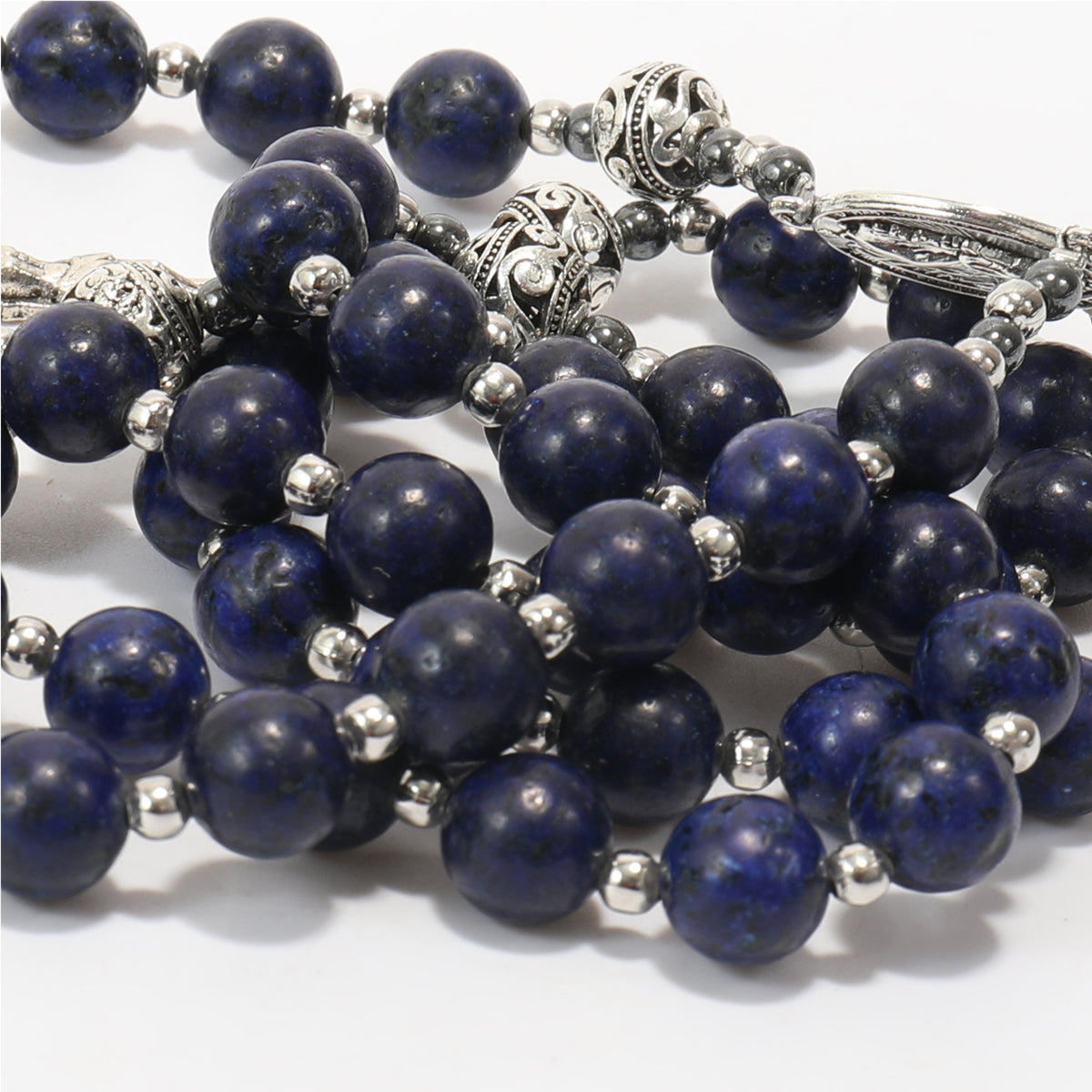 Blue Lapis Lazuli Beads Rosary Necklace with Miraculous Medal - Nazareth Store