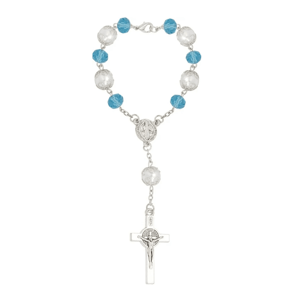 One Decade Car Rosary St. Benedict Medal & Rearview Mirror Charm - Nazareth Store