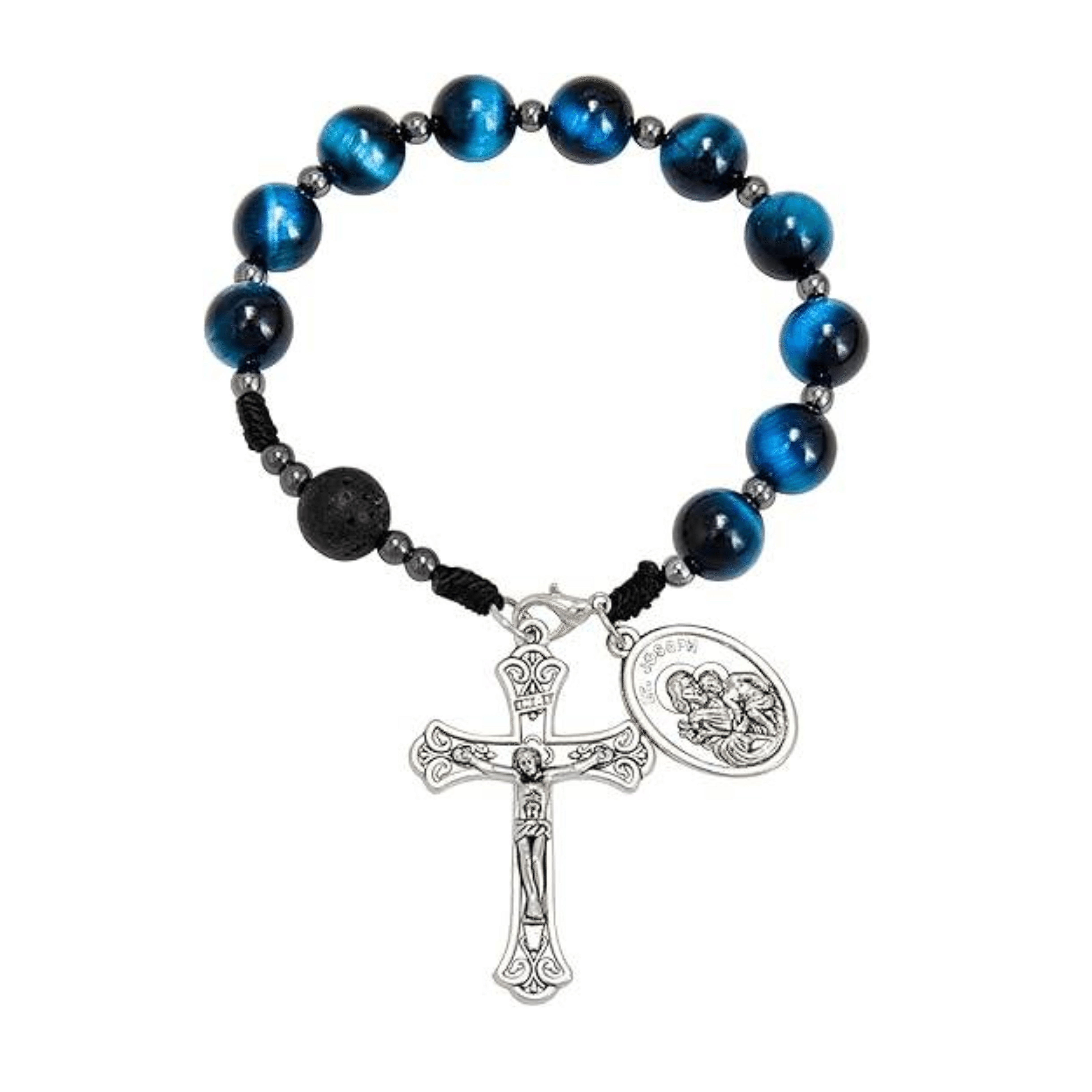 Blue Tiger Eye Beads One Decade Rosary Bracelet - Nazareth Store