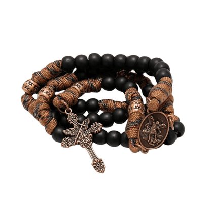 Black Matte Beads Rugged Paracord Rosary St. Benedict INRI Cross Strong Corded Necklace - Nazareth Store