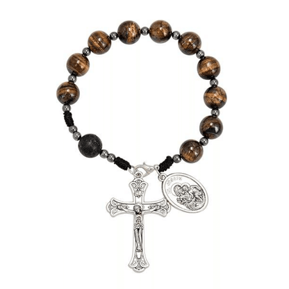 Brown Tiger Eye Beads One Decade Rosary Bracelet - Nazareth Store