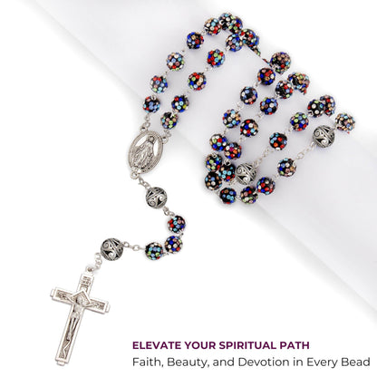 Colorful with Metal Beads Rhinestones Crystal Beads Rosary Necklace - Nazareth Store