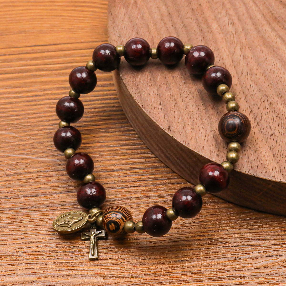 Bronze Miraculous Medal & Cross