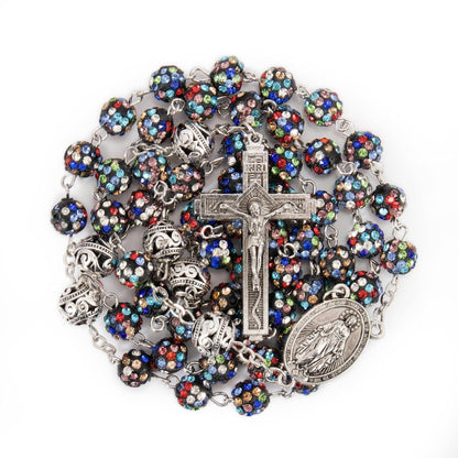 Colorful with Metal Beads Rhinestones Crystal Beads Rosary Necklace - Nazareth Store