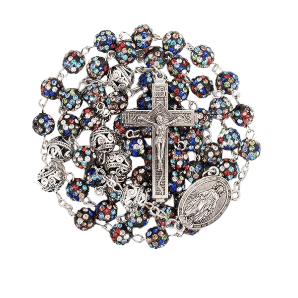 Colorful with Metal Beads Rhinestones Crystal Beads Rosary Necklace - Nazareth Store