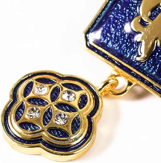 Gold Plated Blue Enamel Cross Pendant Zircon Crucifix Necklace