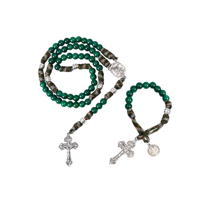 Gemstone Rosary Beads Paracord Set St. Michael Necklace & St. Benedict 22" Nazareth Store