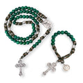 Gemstone Rosary Beads Paracord Set St. Michael Necklace & St. Benedict 22