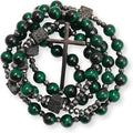 Green Tiger Eye & Lava Stone 9mm Beads Rosary Necklace with Black Alloy Cross Nazareth Store